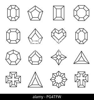 Vector set of line diamond icons and signs - luxury and premium symbols Stock Vector