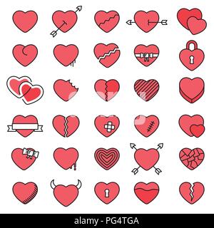 Set hearts icons Stock Vector