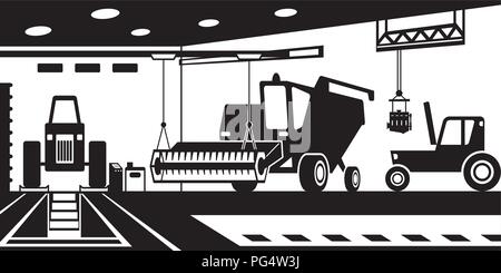 Agricultural machinery service and maintenance - vector illustration Stock Vector