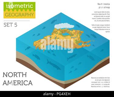 Isometric 3d North America physical map elements. Build your own ...