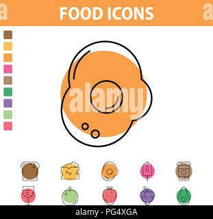 Vector illustration of a line icon omelette for the application, website, business presentation, infographic, design on a white background. Flat image Stock Vector