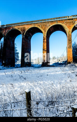Eynsford Viaduct in the snow Stock Photo