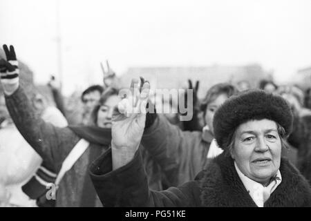 Portrait of a demonstrator on a protest march against the Communist regime in the Czech Republic. Stock Photo