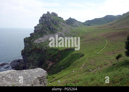 Castle Rock in the Valley of Rocks on the South West Coastal Path, Devon, England, UK. Stock Photo