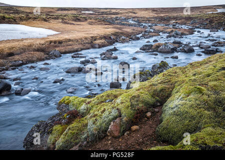 River landscape in Icelan, Pingvallavegur Stock Photo