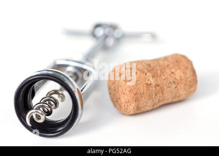 Wine bottle opener, kitchen utensil isolated on white background Stock Photo