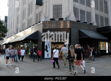 House of Fraser flagship store in Oxford Street, London.  Still open following the companies fall into adminstration and purchase by Mike Ashley     p Stock Photo
