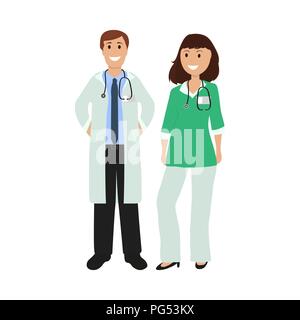 Two doctor in hospital, flat design Stock Vector