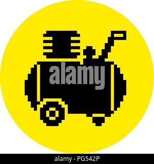 Silhouette of the compressor icon in pixel style. Illustration EPS8 Stock Vector