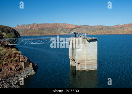 Australia, Western Australia, Kimberley Coast, between Wyndham and Kununurra, Ord River. View from the Ord River Dam with Lake Argyle in the distance. Stock Photo