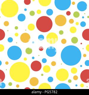 seamless background vector color circles. composition of geometric shapes, bright children's colorful circles, toys bubbles of all colors Stock Vector