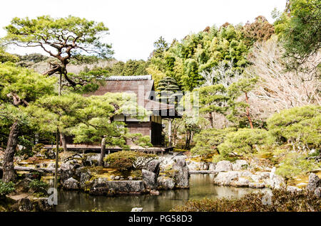 Higashiyama Jisho-ji temple garden, oriental nature in Kyoto, Japan Stock Photo