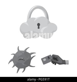 Hacker and hacking monochrome icons in set collection for design. Hacker and equipment vector symbol stock  illustration. Stock Vector