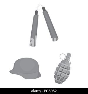 Types of weapons monochrome icons in set collection for design.Firearms and bladed weapons vector symbol stock  illustration. Stock Vector