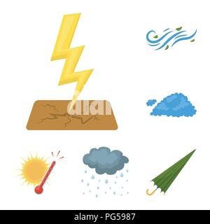 Different weather cartoon icons in set collection for design.Signs and characteristics of the weather vector symbol stock  illustration. Stock Vector