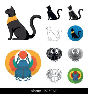Ancient Egypt monochrome icons in set collection for design. The reign ...