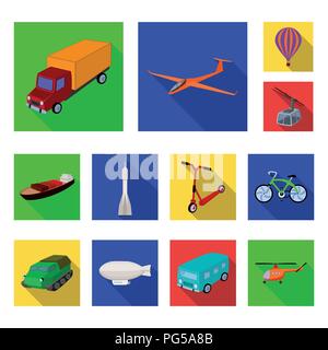 Different types of transport flat icons in set collection for design. Car and ship vector symbol stock  illustration. Stock Vector