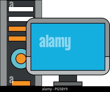 Desk computer with cpu Stock Vector