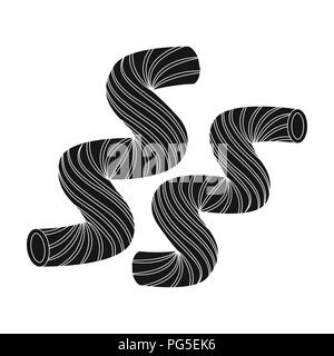 Cavatappi pasta icon in black style isolated on white background. Types of pasta symbol vector illustration. Stock Vector