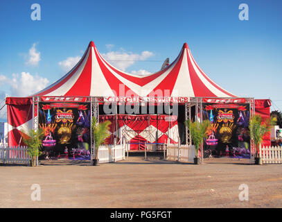 Geddes, New York, USA. August 23, 2018. Coronas of Hollywood Circus big top on the midway of the New York State Fair in Geddes , New York Stock Photo