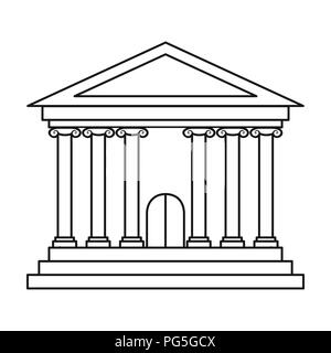 Bank icon in outline style isolated on white background. Money and finance symbol vector illustration. Stock Vector