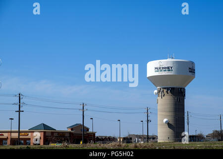 Iconic Water Tower of McKinney, Texas, a suburb of Dallas-Fort Worth ...