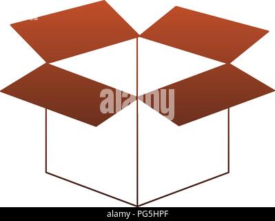 Cardboard box open red lines Stock Vector