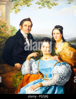 Portrait of Theodore Joseph Jonet and his two daughters (1832) by Francois Joseph Navez (1787-1869)