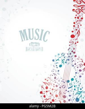 Vector musical background with colored notes Stock Vector