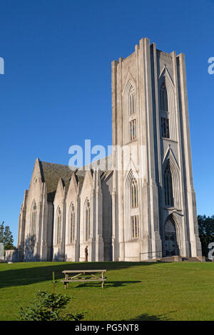 The only catholic church in whole of Iceland is Landakotskirkja or Basilica of Jesus Christ in Reykjavik. Stock Photo