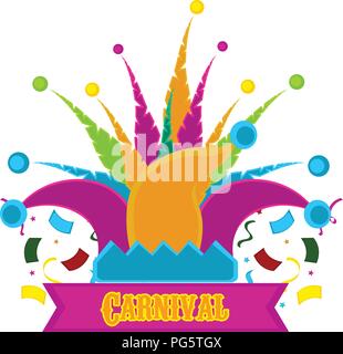 Harlequin hat and party ornaments Stock Vector