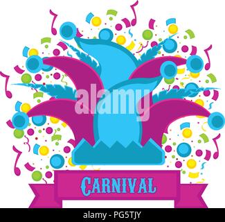 Harlequin hat with party ornaments Stock Vector