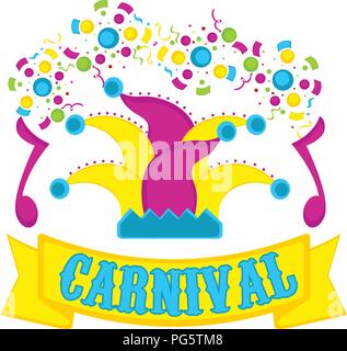 Harlequin hat with party ornaments Stock Vector