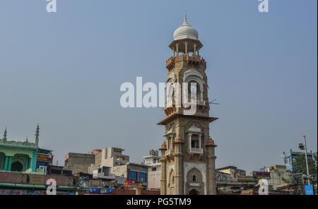 Ajmer, India - Nov 5, 2017. Clock Tower at downtown in Ajmer, India. Ajmer is one of the major cities in the Indian state of Rajasthan, Stock Photo