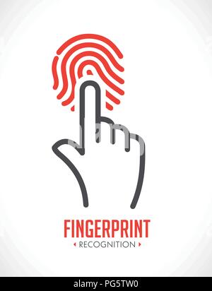 Logo - fingerprint recognition - biometric access control system concept Stock Vector