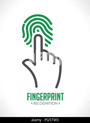 Logo - fingerprint recognition - biometric access control system concept Stock Vector