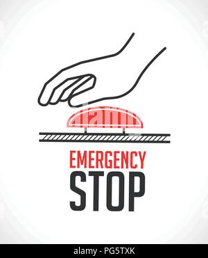 Emergency stop button - concept icon Stock Vector