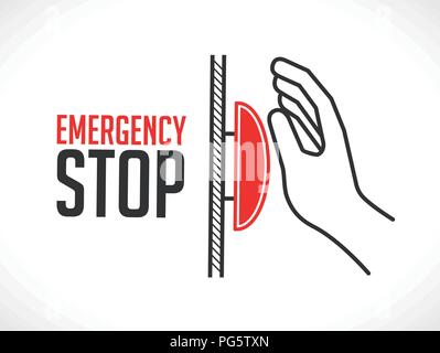 Emergency stop button - concept icon Stock Vector