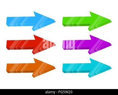 3d glossy arrow set vector design isolated on white background Stock Vector