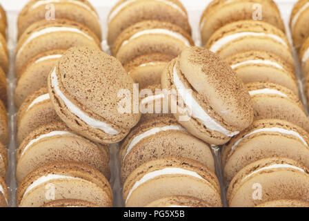 close up of macaroons in box Stock Photo