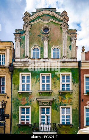 A painted old house in the renaissance old town in Poznań (Poznan), Poland Stock Photo