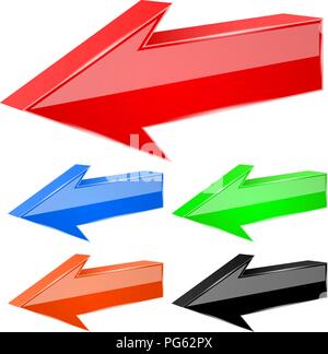 Colored arrows. 3d previous signs Stock Vector
