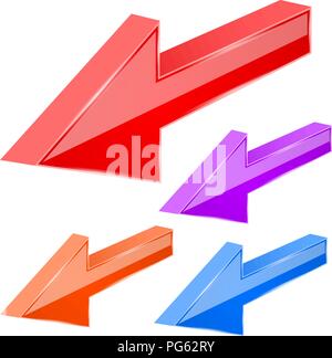 Colored arrows. 3d previous sign Stock Vector