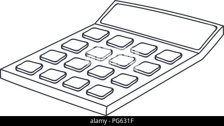 Calculator. Doodle style black and white illustration Stock Vector