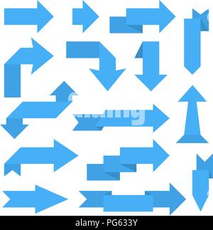 Blue paper arrows. 3d sticker labels Stock Vector