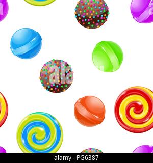 Candies and sweets. Seamless pattern. 3d colored collection Stock Vector