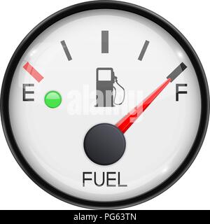 Fuel gauge. Full tank. Round car dashboard 3d device Stock Vector