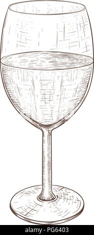Glass of wine. Hand drawn sketch Stock Vector