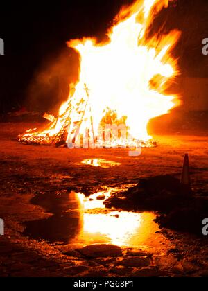 Bonfire with reflection Stock Photo