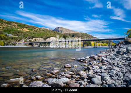 New Zealand, South Island, Canterbury Region, Arthur's Pass National Park, Waimakairi River, Mt. White Bridge Stock Photo